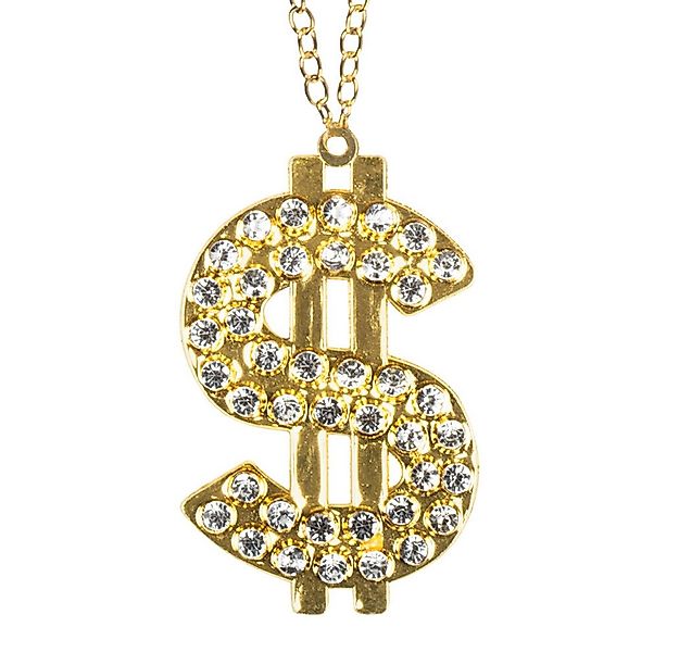 Boland Kostüm Halskette 'Dollar Diamonds' mit Strass, Gold günstig online kaufen