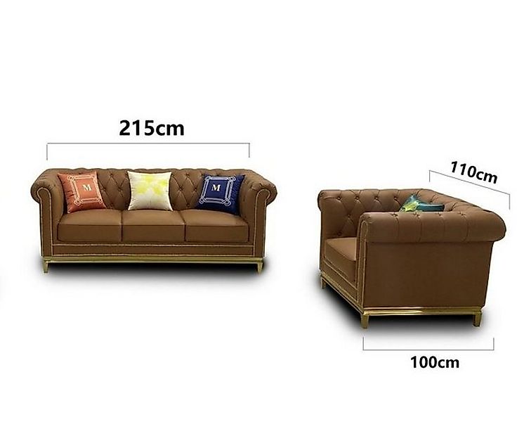 JVmoebel Sofa Klassische beige Luxus Chesterfield 3+2+1 Sitzer Polstermöbel günstig online kaufen