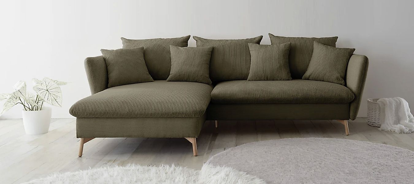 OTTO home Ecksofa "MERLE, 258 cm, L-Form, traumhafter Cord," mit Bettfunkti günstig online kaufen