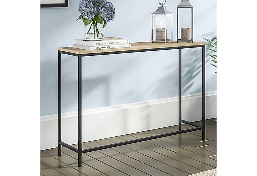 en.casa Konsolentisch, »Kronoby« Metall mit Glasplatte 100x30x80 cm Schwarz günstig online kaufen