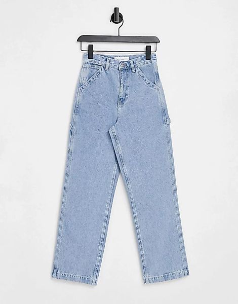 Topshop – Carpenter – Ausgeblichene Jeans-Blau günstig online kaufen