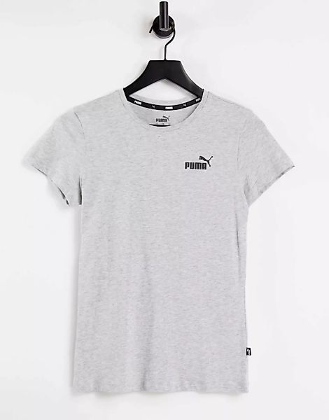 Puma – Essentials – Graues T-Shirt mit kleinem Logo günstig online kaufen