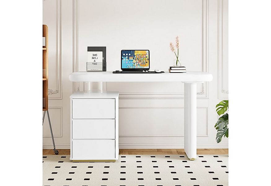 Flieks Schreibtisch mit Schubladenkommode Weiß (117x50x74 cm, 1-St., 1 Tisc günstig online kaufen