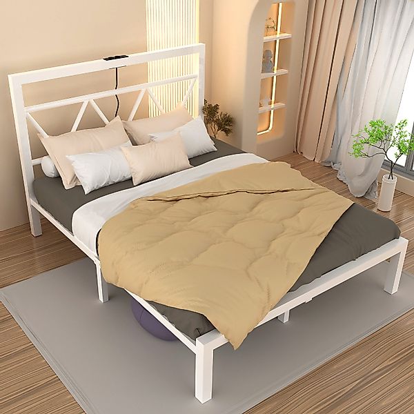 oyajia Metallbett Bettgestell mit Kopfteil, 90x200/140x200/160x200cm günstig online kaufen