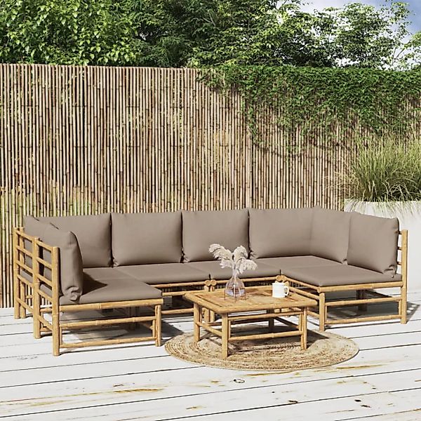 Vidaxl 7-tlg. Garten-lounge-set Mit Taupe Kissen Bambus günstig online kaufen