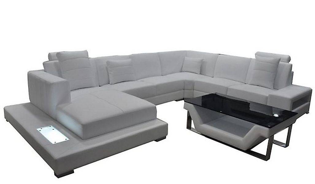 JVmoebel Ecksofa Eck Leder Sofa Weiß USB Couch Polster Ecke Sitz Garnitur, günstig online kaufen