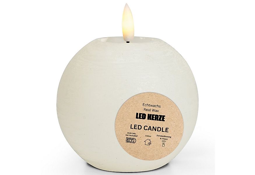 matches21 HOME & HOBBY LED-Kerze LED Kerze Kugel Wachs, Flackernde Flamme, günstig online kaufen