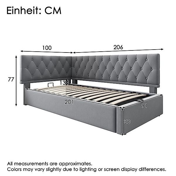 Ulife Polsterbett Einzelbett Kinderbett Daybett Schlafsofa mit hydraulische günstig online kaufen