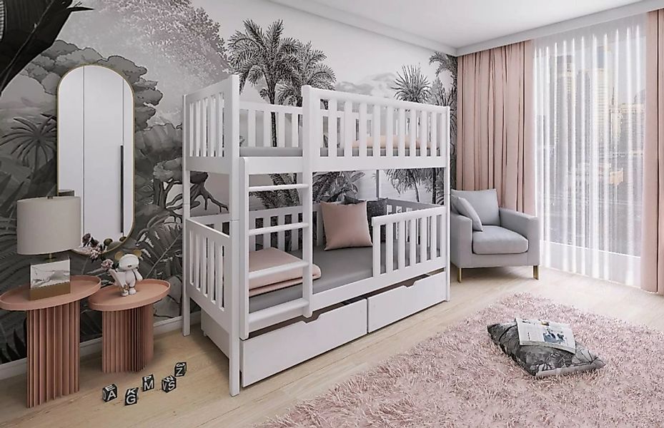 Deine Möbel 24 Etagenbett Hochbett Kinderbett für 2 Kinder MANUEL 90x200 We günstig online kaufen