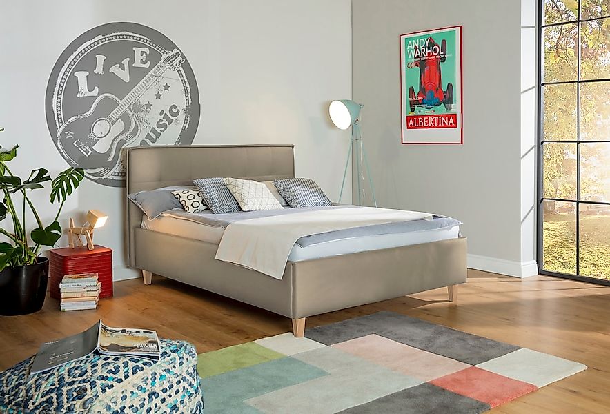 alina Polsterbett "Hakon" wahlweise mit Matratze und Lattenrost, Füße in Bu günstig online kaufen