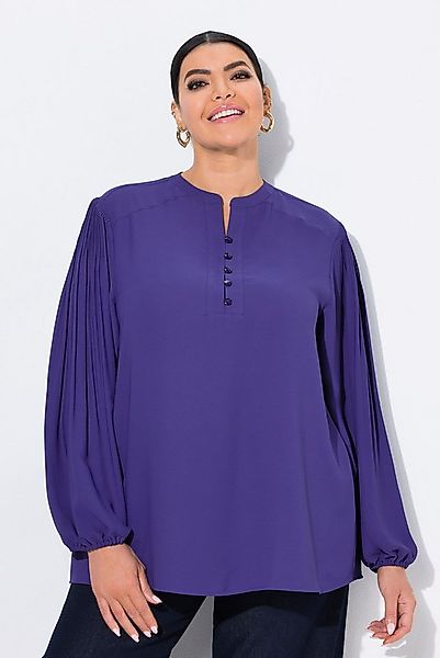 Ulla Popken Longbluse Bluse Zierfalten Stehkragen Knopfleiste Langarm günstig online kaufen
