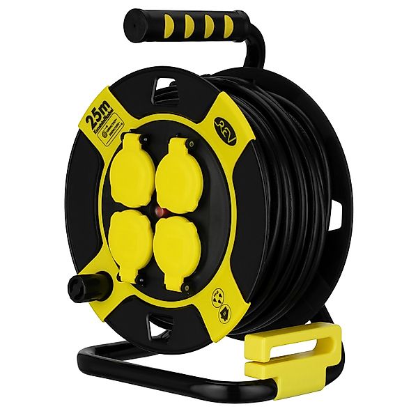 REV Ritter Kabeltrommel 4-Fach H05VV-F 1,5 mm² Schwarz-Gelb 25 m günstig online kaufen