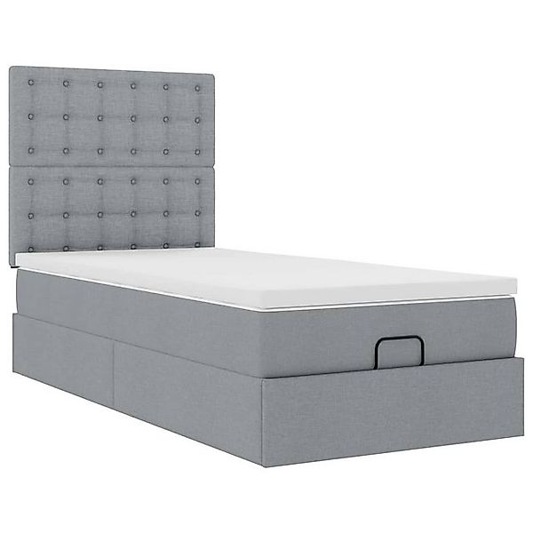 vidaXL Bett Ottoman-Bett mit Matratze Hellgrau 90x190 cm Stoff günstig online kaufen