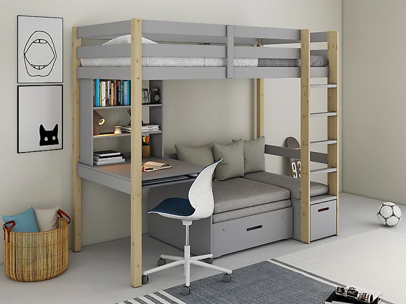 Lüttenhütt Etagenbett "HENNE TOPSELLER Hochbett, Ideal für kleine Räume, 2 günstig online kaufen