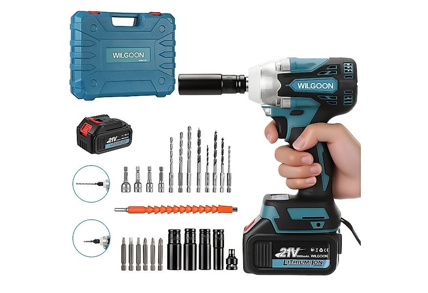 WILGOON Akku-Bohrschrauber 20V Akkuschrauber Set 320Nm max. Akku-Schraubend günstig online kaufen