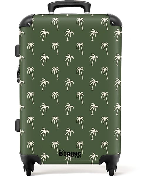 NoBoringSuitcases.com© Hartschalen-Trolley Grün mit beigem Palmenaufdruck günstig online kaufen