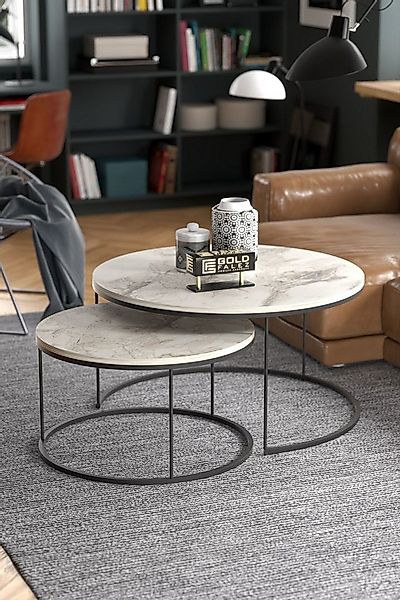 en.casa Couchtisch (2-St), 2er-Set, ineinander schiebbar, runde Tischplatte günstig online kaufen