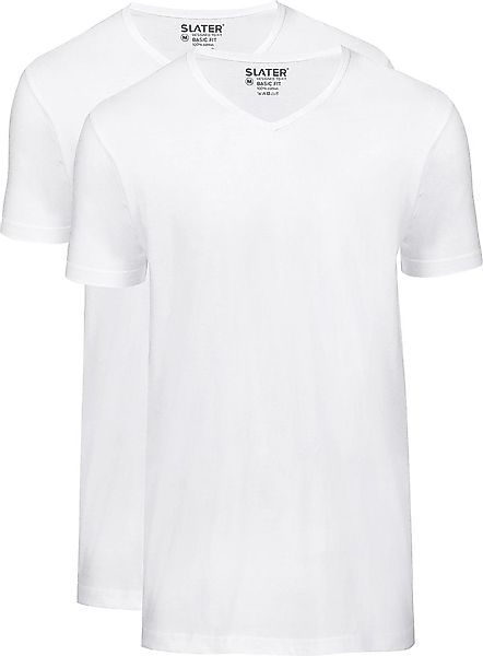 Slater 2er-Pack Basic Fit T-shirt V-Ausschnitt Weiß - Größe S günstig online kaufen