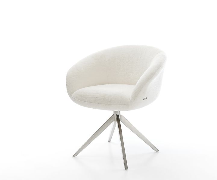 Drehstuhl Vinka-Flex mit Armlehnen Bouclé Soft Beige Kreuzgestell breit Ede günstig online kaufen