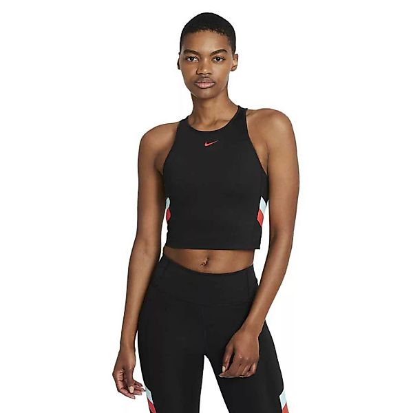 Nike Stripe Cropped Ärmelloses T-shirt L Black / Chile Red günstig online kaufen