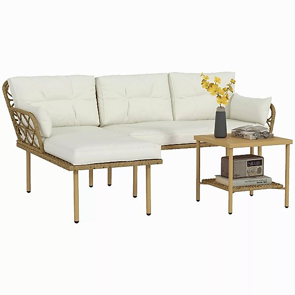 Outsunny Gartensofa-Ecke 4 Personen 3-teilig mit 1 Couchtisch Kissen hoher günstig online kaufen