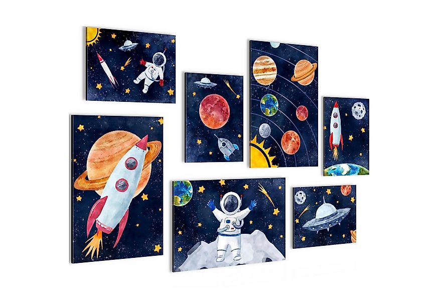 Novart Wandbild Rakete Blau Bunt Kinderzimmer günstig online kaufen