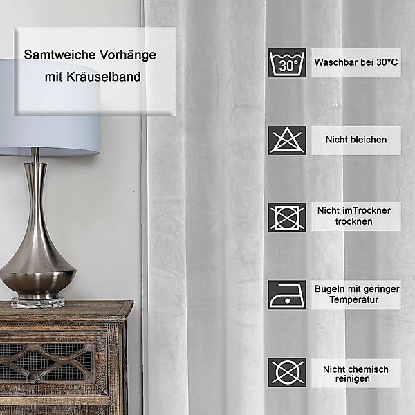 Haus und Deko Gardine Verdunkelungsvorhang Samt weich Vorhang Kräuselband b günstig online kaufen