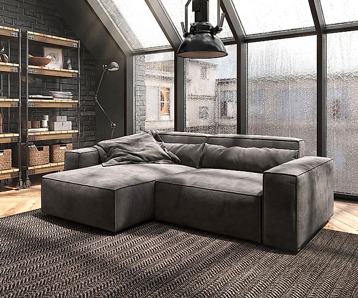 Ecksofa Sirpio 230x155 cm Mikrofaser Khakibraun Recamiere variabel günstig online kaufen