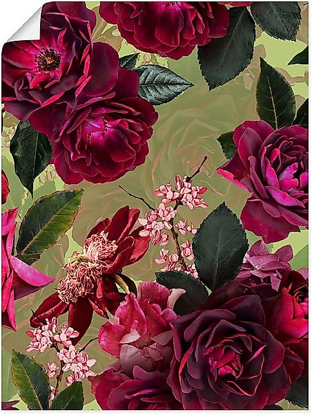Artland Wandbild »Dunkle Rosen auf Grün« Blumenbilder 1 Stk. tlg. als Alubi günstig online kaufen