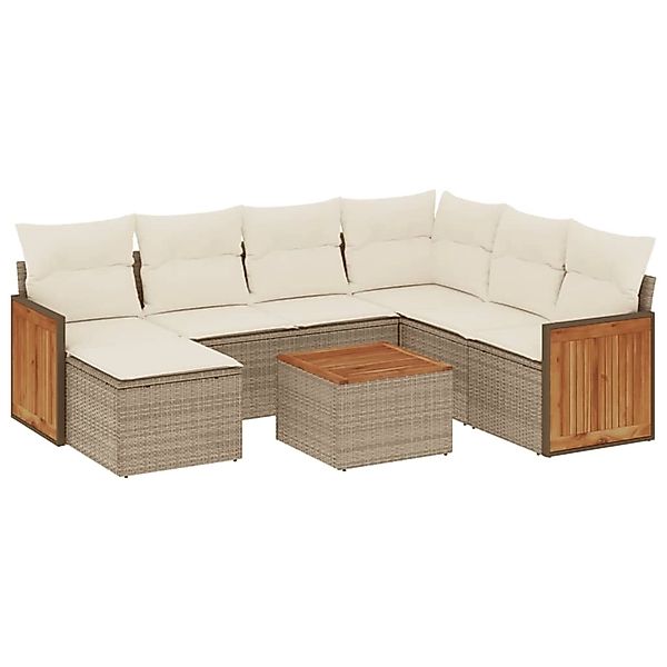 vidaXL 8-Tlg Garten-Sofagarnitur mit Kissen Beige Poly Rattan 3260294 günstig online kaufen