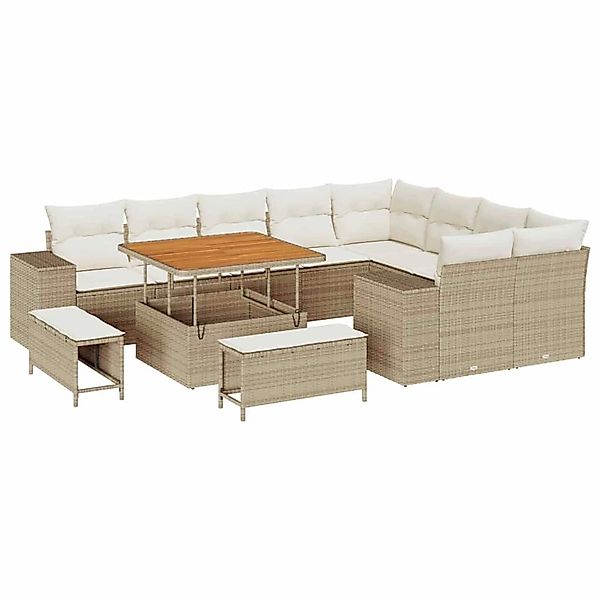 vidaXL Garten-Sofa-Set 12-Tlg Beige Poly Rattan 3362036 günstig online kaufen