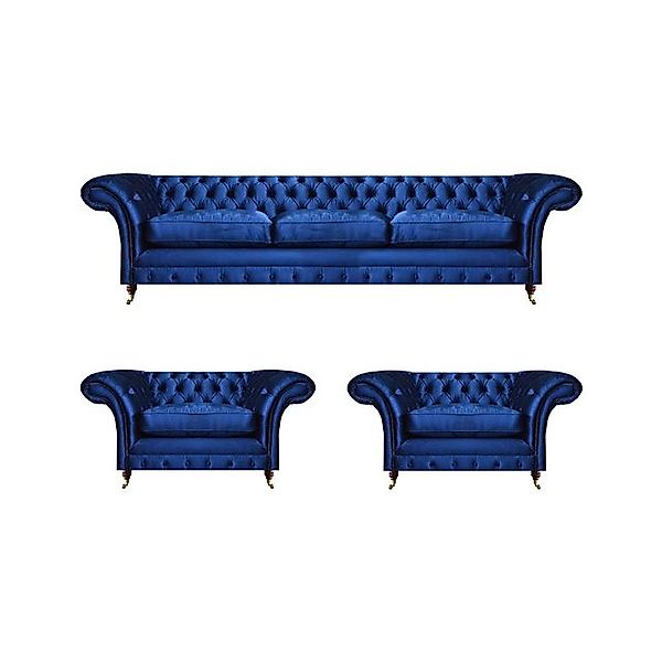 JVmoebel Chesterfield-Sofa Blau Modern Sofa Set 3tlg Einrichtung Luxus Wohn günstig online kaufen