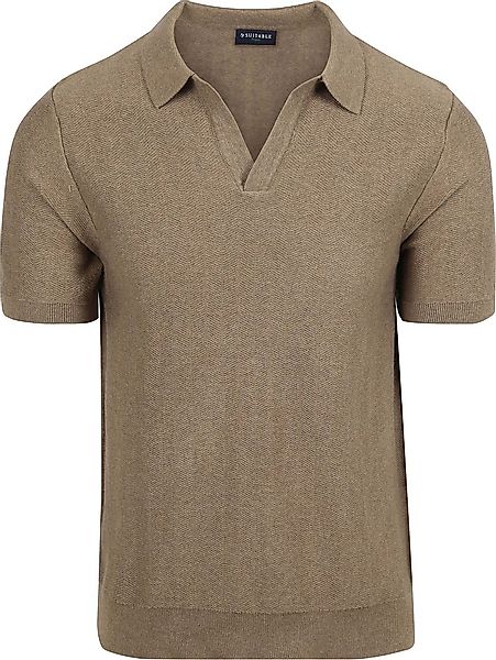 Suitable Knitted Poloshirt Riva Harring Taupe - Größe XL günstig online kaufen