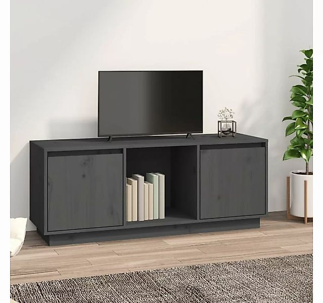furnicato TV-Schrank Grau 110,5x35x44 cm Massivholz Kiefer günstig online kaufen