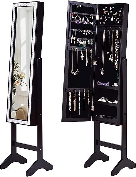 KOMFOTTEU Schmuckschrank Spiegelschrank mit Bling-Design günstig online kaufen