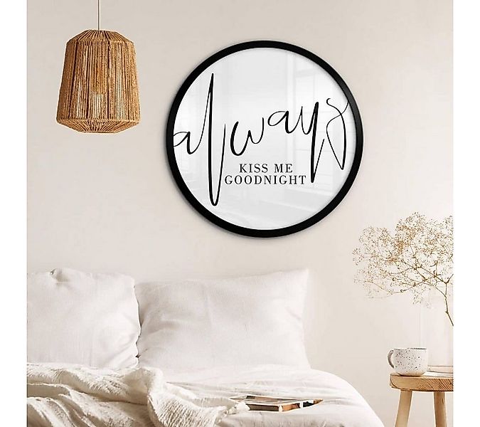 K&L Wall Art Poster Wandbild Poster Rund Vintage Boho Schriftzug Kiss me Go günstig online kaufen