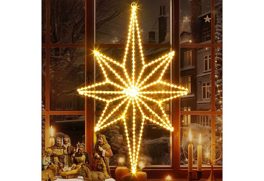 Elegear LED-Lichterkette LED Stern Fensterdeko, Warmweiß Kupferdraht, Faltb günstig online kaufen