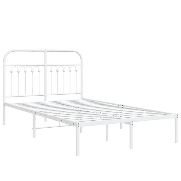 vidaXL Bettgestell mit Kopfteil Metall Weiß 120x190 cm 376646 günstig online kaufen