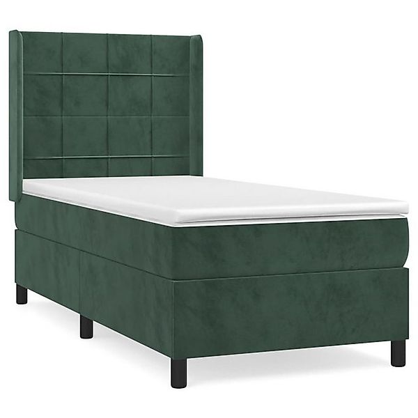 vidaXL Boxspringbett, Boxbett mit Matratze Dunkelgrün 90x190 cm Samt günstig online kaufen
