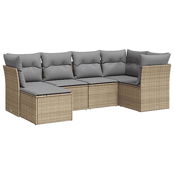 vidaXL 6-tlg Garten-Sofagarnitur mit Kissen Beige Poly Rattan Modell 21 günstig online kaufen