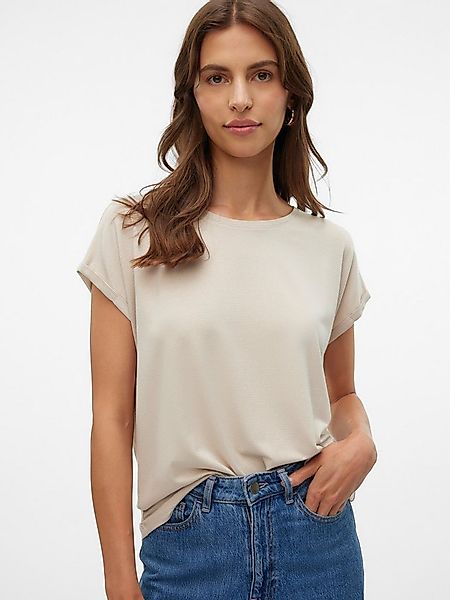 Vero Moda Rundhalsshirt VMLAVA PLAIN SS TOP LUREX STRIPE Viskosemischung, l günstig online kaufen