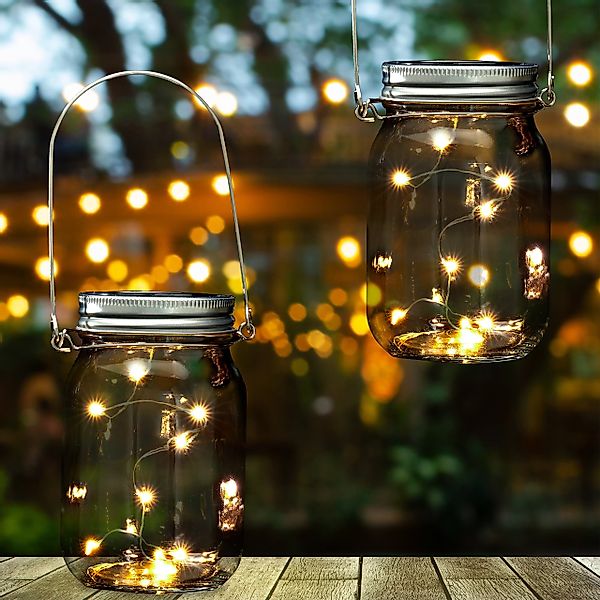 relaxdays Gartenleuchte LED Solar Glas 2er günstig online kaufen