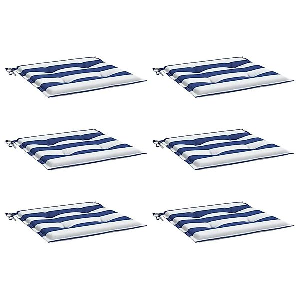 vidaXL Gartenstuhl-Kissen 6 Stk Blau & Weiß Gestreift 40x40x4cm Stoff 36101 günstig online kaufen