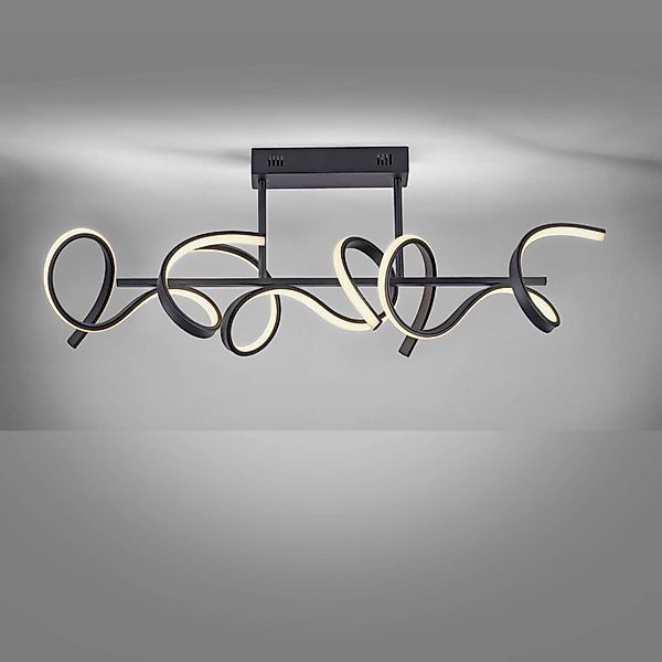 LED-Deckenlampe Curls, schwarz, Metall, 82 cm lang, dimmbar günstig online kaufen