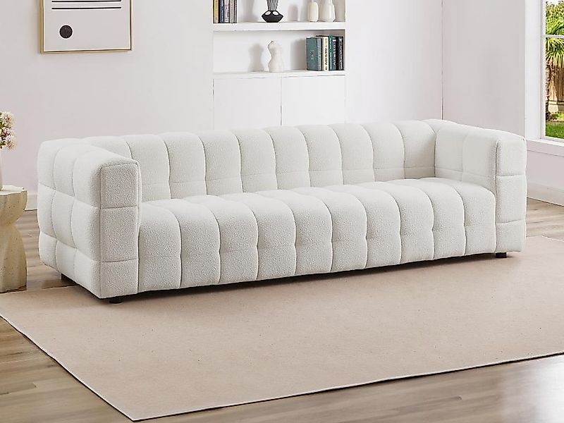 Sofa 4-Sitzer - Bouclé-Stoff - Elfenbeinweiß - LERICI von Pascal Morabito günstig online kaufen