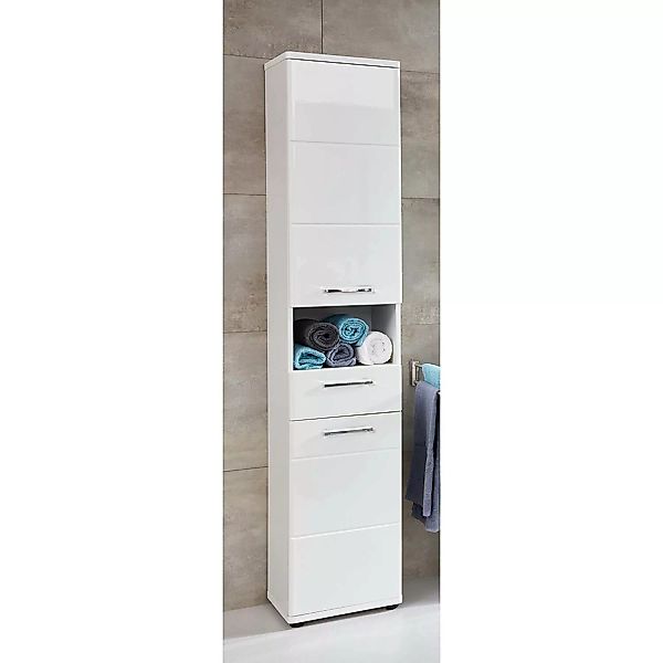 Badezimmer Hochschrank in weiß mit weiß Hochglanz MANACOR-19, B/H/T ca. 37/ günstig online kaufen