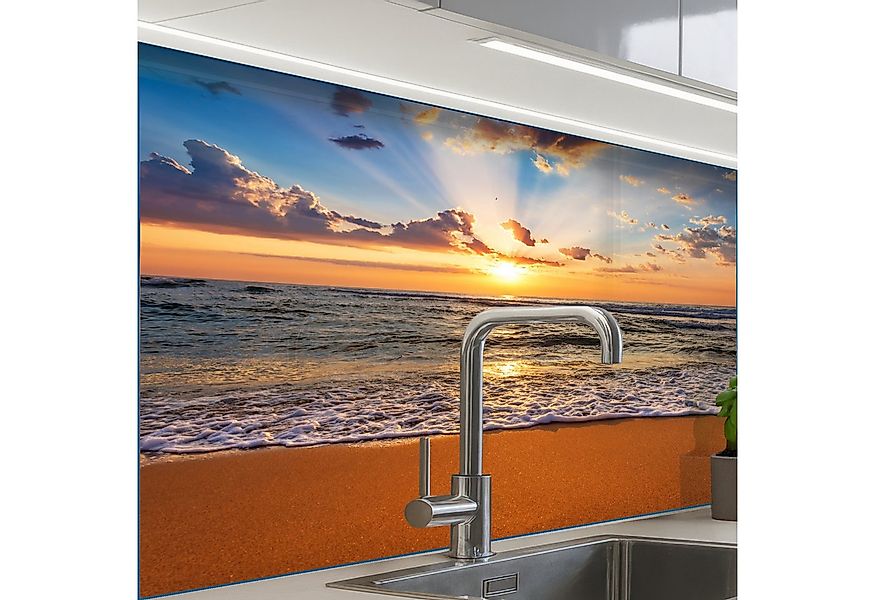 KitchenYeah Küchenrückwand selbstklebend Strand - Sonnenuntergang - Meer - günstig online kaufen