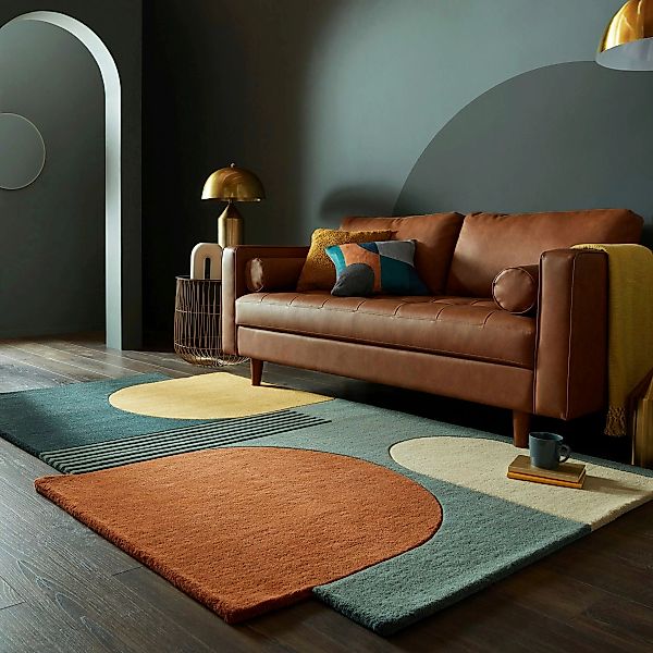 FLAIR RUGS Wollteppich »Lozenge«, rechteckig, 10 mm Höhe, Kurzflor, Retro M günstig online kaufen