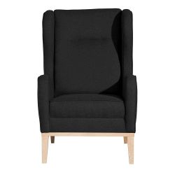 Ohrenbackensessel schwarz modern optionaler Hocker 44 cm Sitzhöhe günstig online kaufen