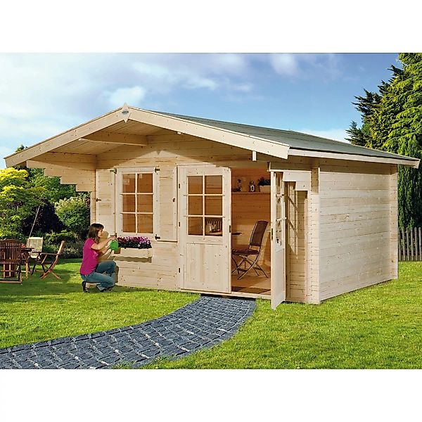 OBI Holz-Gartenhaus Riva A Natur 380 cm x 300 cm günstig online kaufen